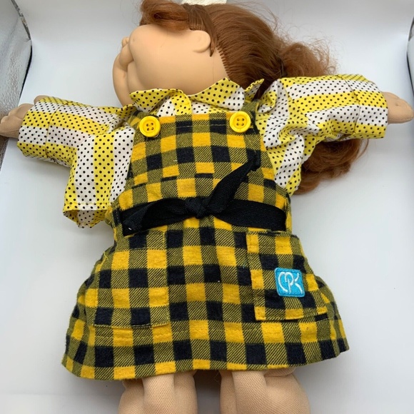Vintage Cabbage Patch Kids Red Head & Blue Eyed Girl Original Plaid Outfit - Picture 5 of 16